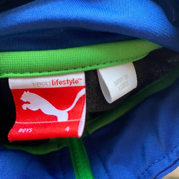 Puma Boys Jacket Size 4 Black Blue Green Zip Front Track Style NEW - Picture 7 of 8